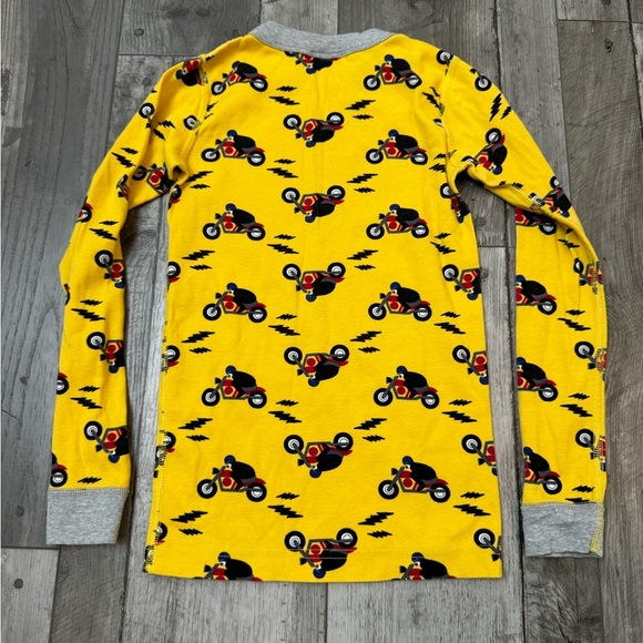 Hanna Andersson 130 US 8 Yellow motorcycle Long John Pajamas Set PJs - Picture 4 of 6